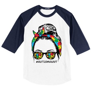 Hairbun Puzzle Bandana Sunglasses Autism Aunt Awareness Baseball Sleeve Shirt