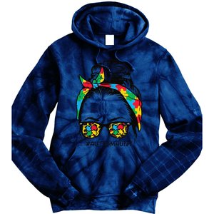 Hairbun Puzzle Bandana Sunglasses Autism Aunt Awareness Tie Dye Hoodie