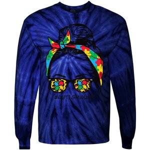 Hairbun Puzzle Bandana Sunglasses Autism Aunt Awareness Tie-Dye Long Sleeve Shirt