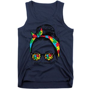 Hairbun Puzzle Bandana Sunglasses Autism Aunt Awareness Tank Top