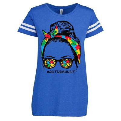 Hairbun Puzzle Bandana Sunglasses Autism Aunt Awareness Enza Ladies Jersey Football T-Shirt