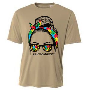 Hairbun Puzzle Bandana Sunglasses Autism Aunt Awareness Cooling Performance Crew T-Shirt