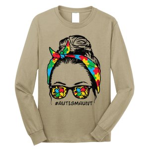 Hairbun Puzzle Bandana Sunglasses Autism Aunt Awareness Long Sleeve Shirt