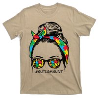 Hairbun Puzzle Bandana Sunglasses Autism Aunt Awareness T-Shirt