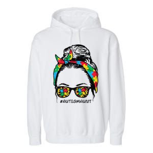 Hairbun Puzzle Bandana Sunglasses Autism Aunt Awareness Garment-Dyed Fleece Hoodie