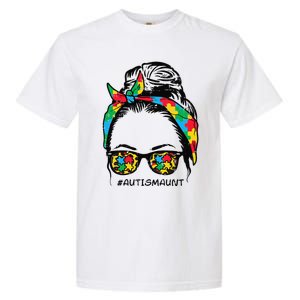 Hairbun Puzzle Bandana Sunglasses Autism Aunt Awareness Garment-Dyed Heavyweight T-Shirt