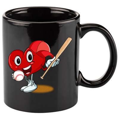 Heart Playing Baseball Valentines Day Sports Boy 11oz C Handle Ceramic Mug