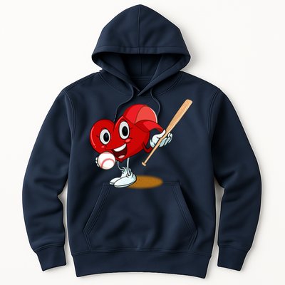 Heart Playing Baseball Valentines Day Sports Boy Hoodie