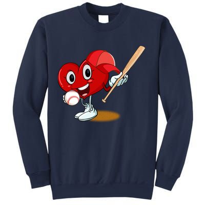 Heart Playing Baseball Valentines Day Sports Boy Sweatshirt