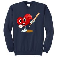 Heart Playing Baseball Valentines Day Sports Boy Sweatshirt