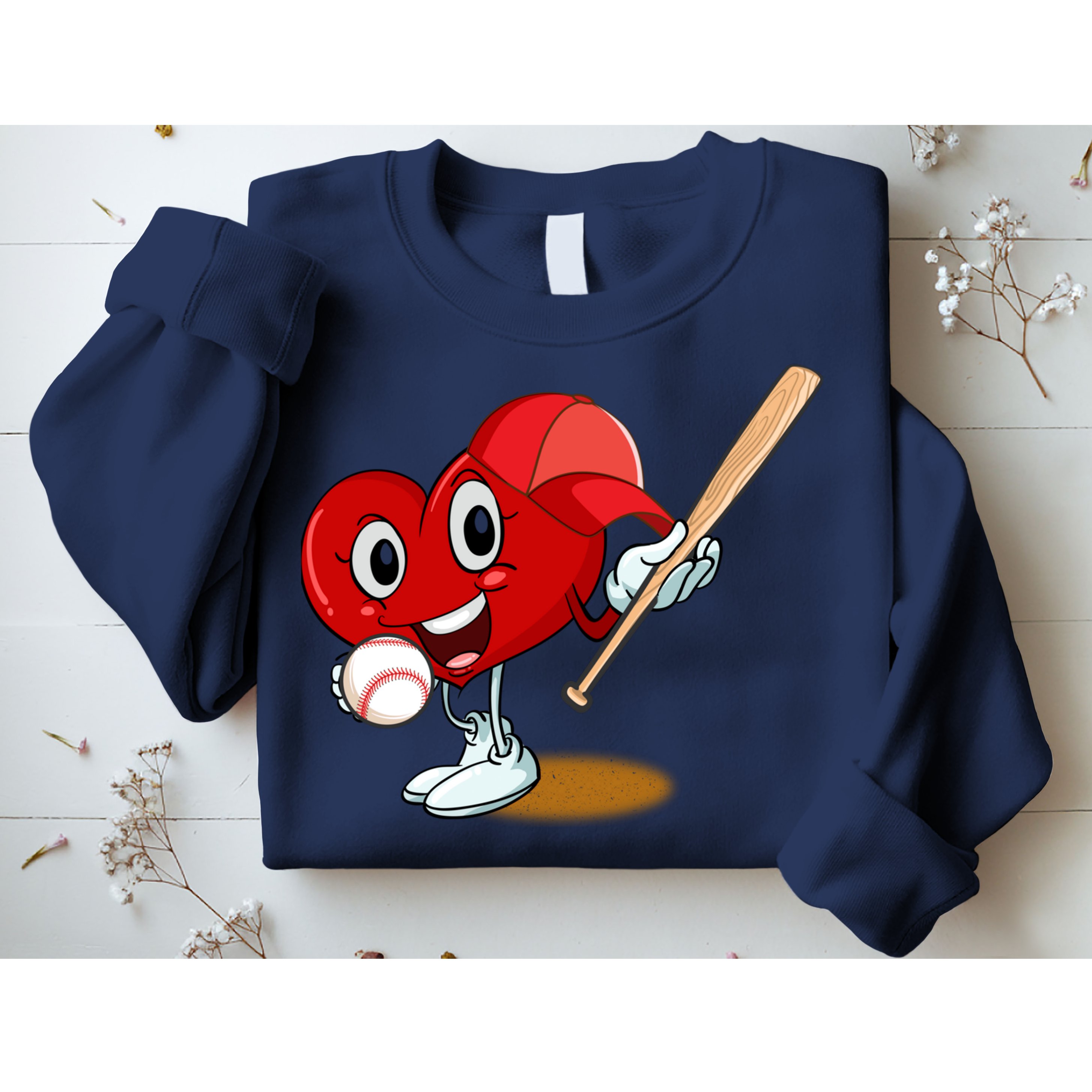 Heart Playing Baseball Valentines Day Sports Boy Sweatshirt