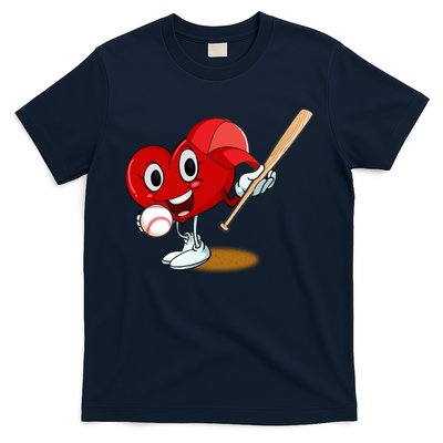 Heart Playing Baseball Valentines Day Sports Boy T-Shirt