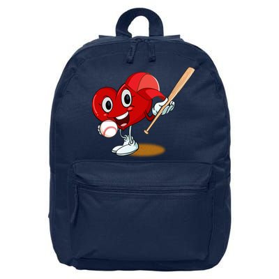 Heart Playing Baseball Valentines Day Sports Boy 16 in Basic Backpack