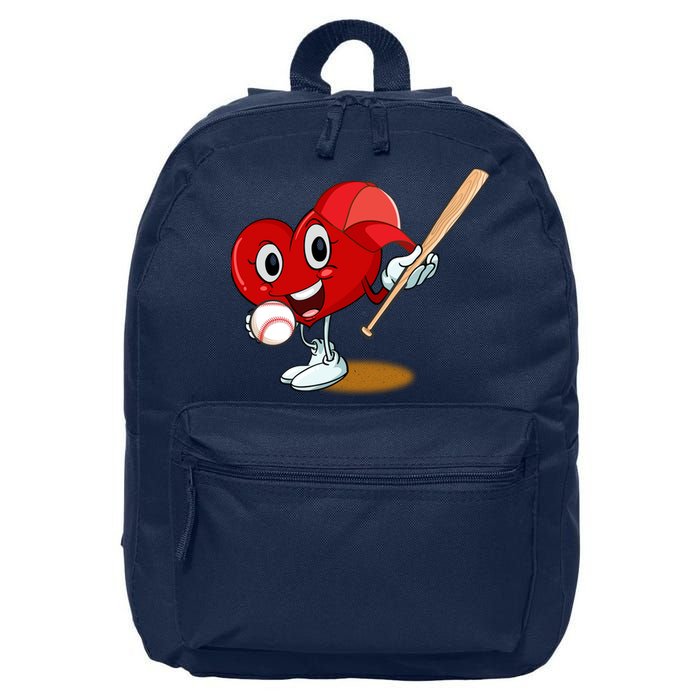 Heart Playing Baseball Valentines Day Sports Boy 16 in Basic Backpack