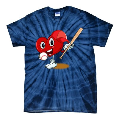 Heart Playing Baseball Valentines Day Sports Boy Tie-Dye T-Shirt