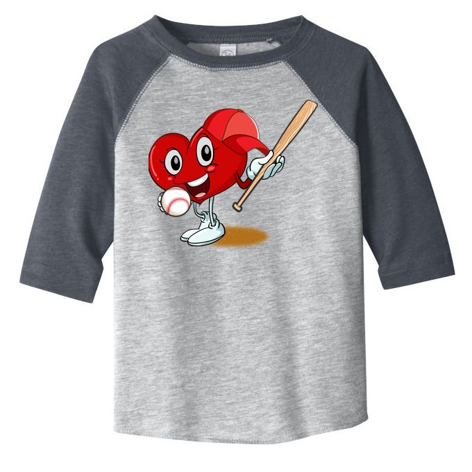 Heart Playing Baseball Valentines Day Sports Boy Toddler Fine Jersey T-Shirt