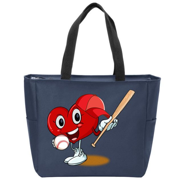 Heart Playing Baseball Valentines Day Sports Boy Zip Tote Bag