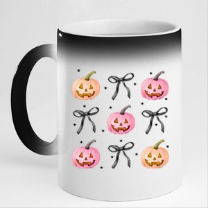 Halloween Pumpkin Black Bows Cute 11oz Black Color Changing Mug