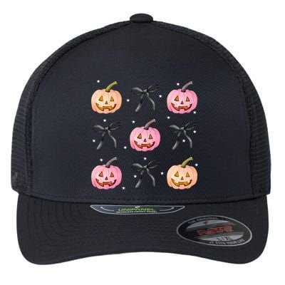 Halloween Pumpkin Black Bows Cute Flexfit Unipanel Trucker Cap