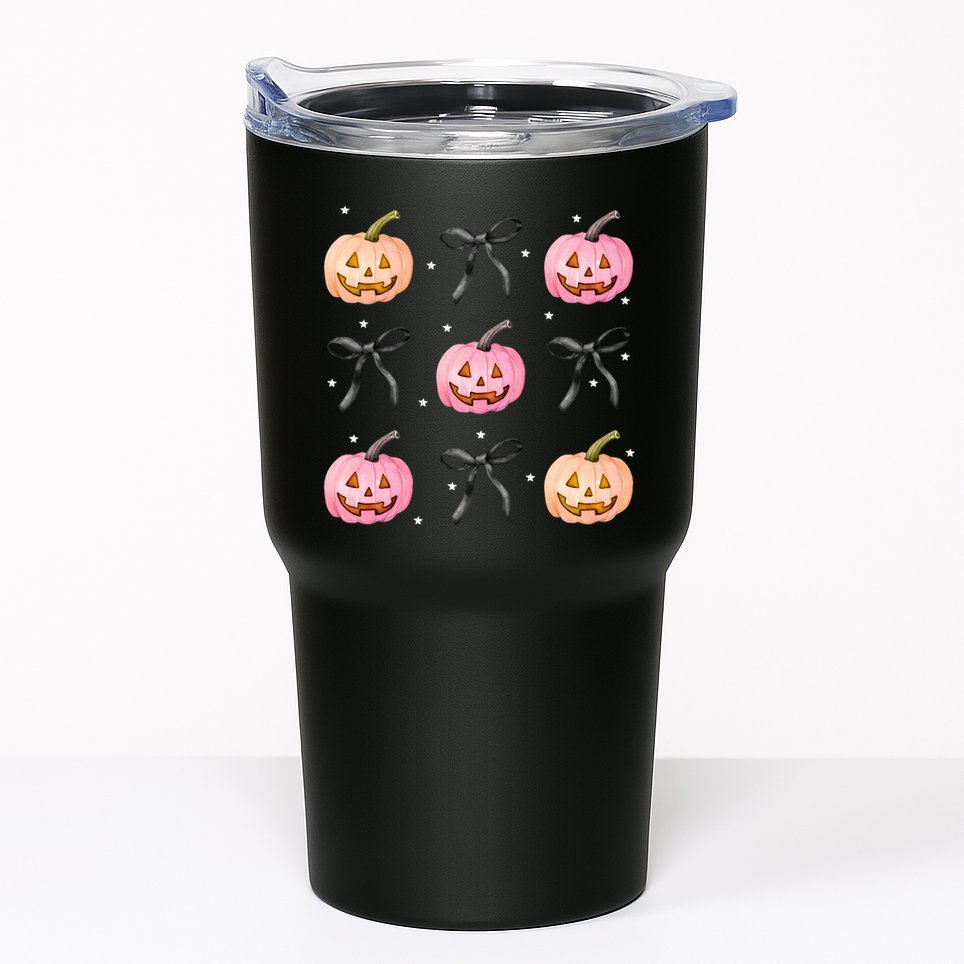 Halloween Pumpkin Black Bows Cute Tumbler