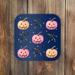 Halloween Pumpkin Black Bows Cute Coaster