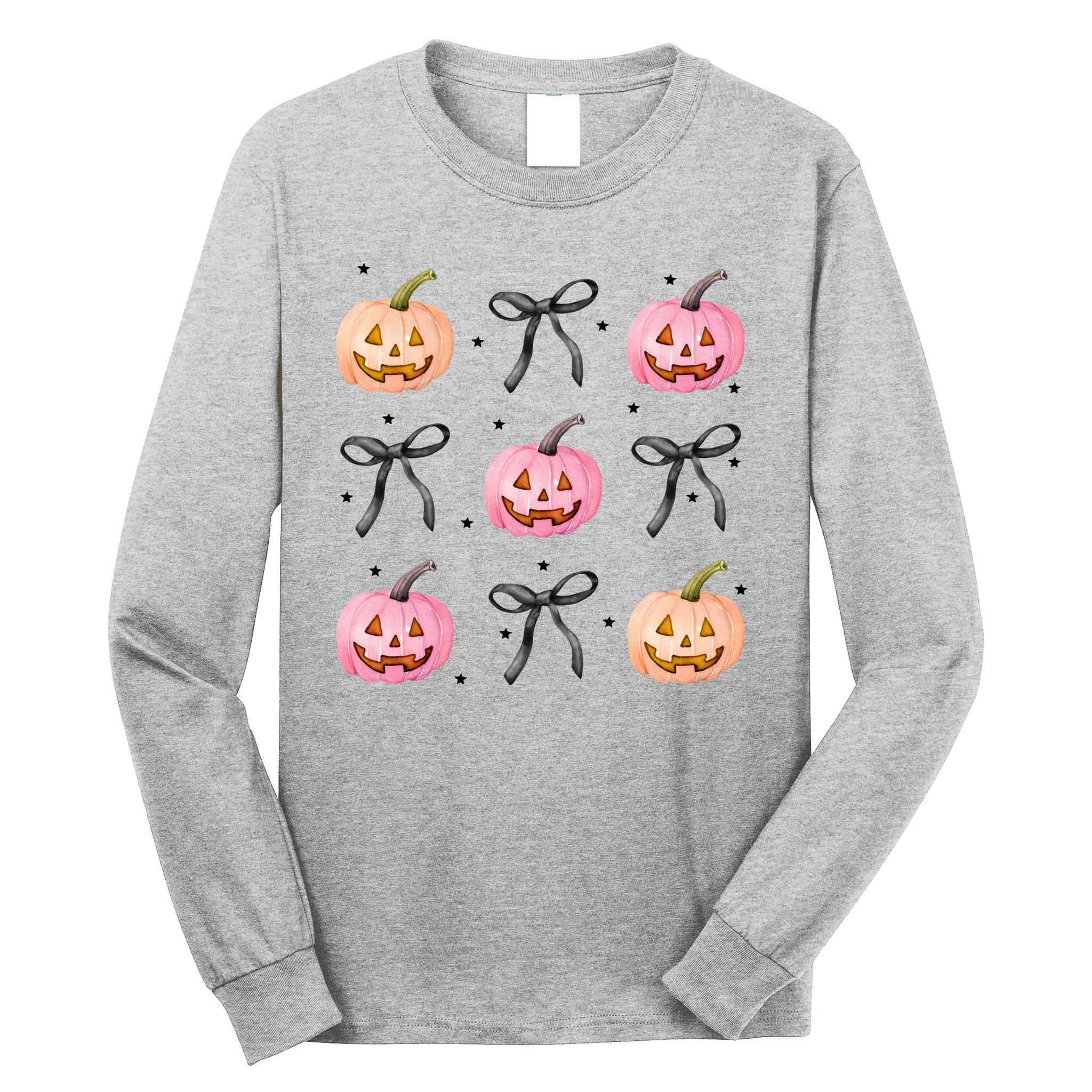 Halloween Pumpkin Black Bows Cute Long Sleeve Shirt