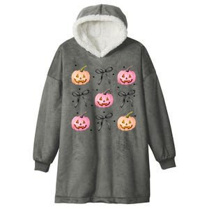 Halloween Pumpkin Black Bows Cute Hooded Wearable Blanket