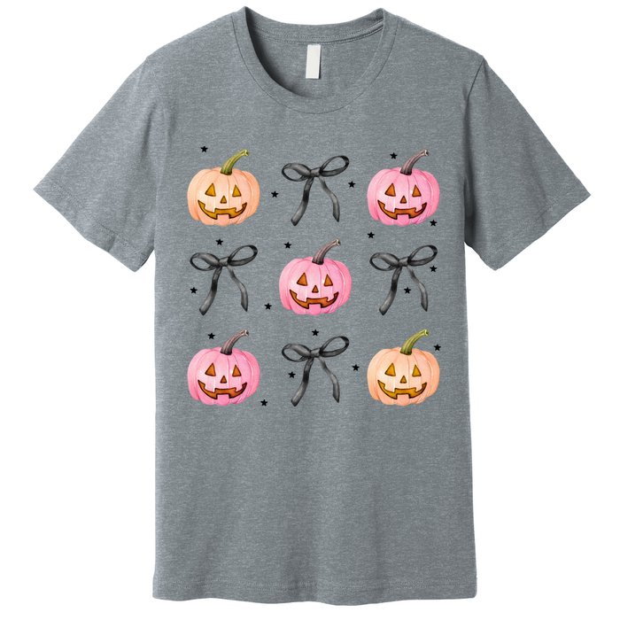 Halloween Pumpkin Black Bows Cute Premium T-Shirt