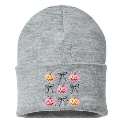 Halloween Pumpkin Black Bows Cute Sustainable Knit Beanie