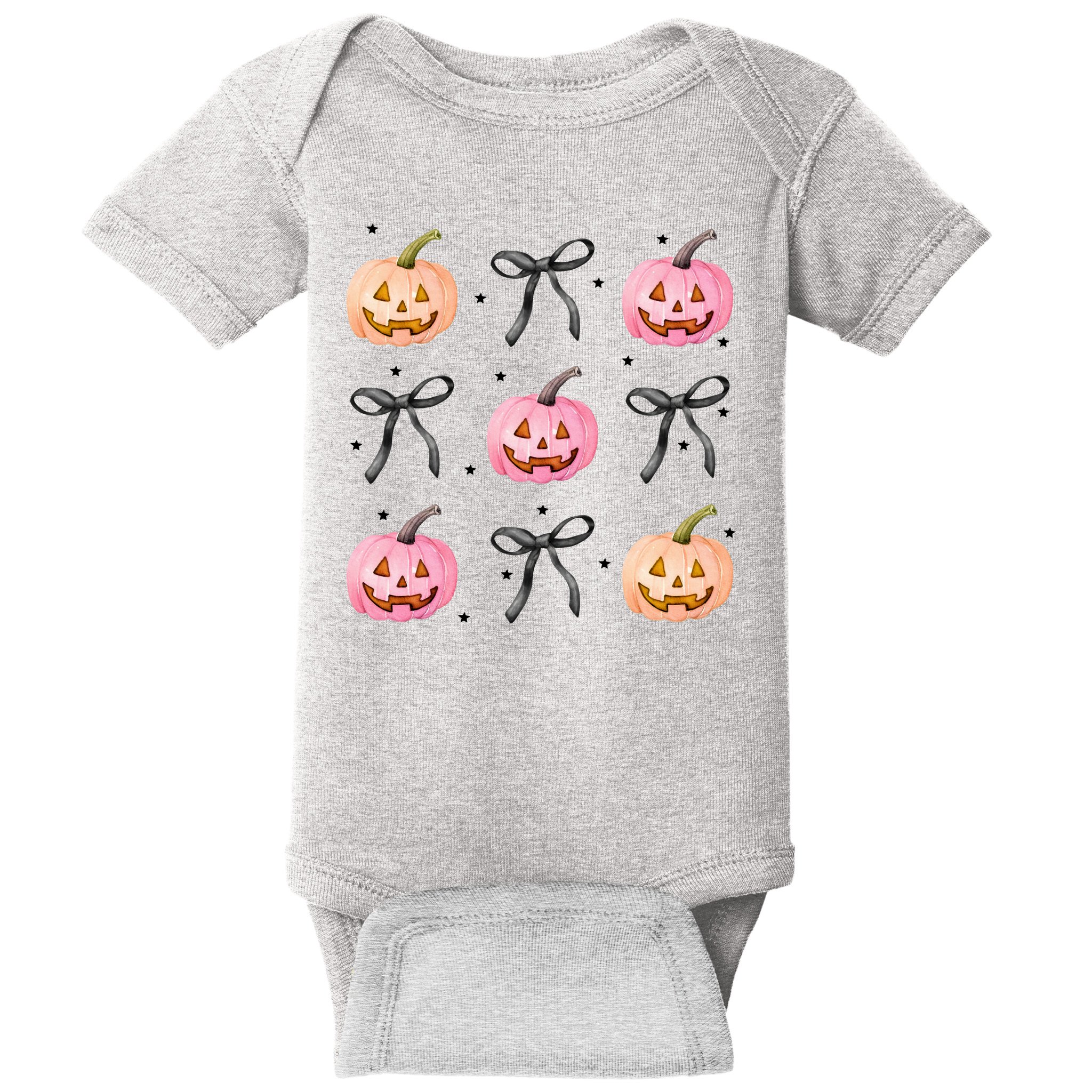 Halloween Pumpkin Black Bows Cute Baby Bodysuit