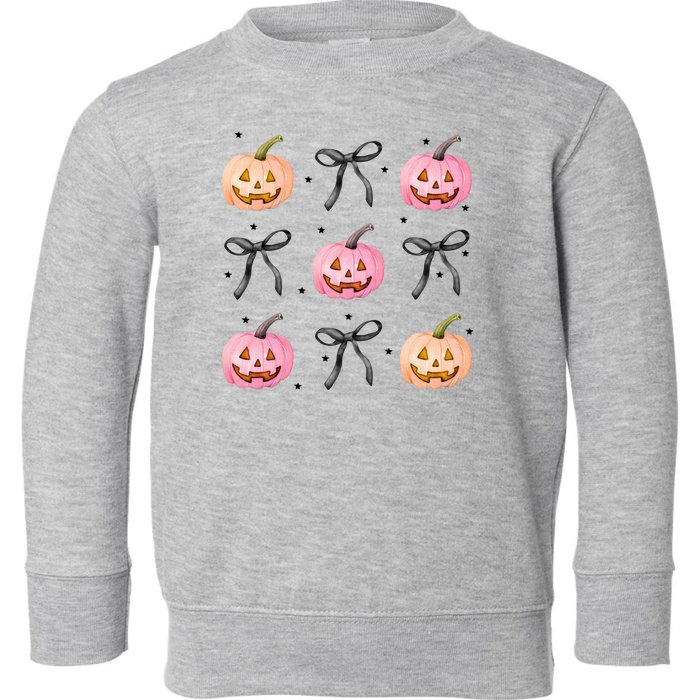 Halloween Pumpkin Black Bows Cute Toddler Sweatshirt