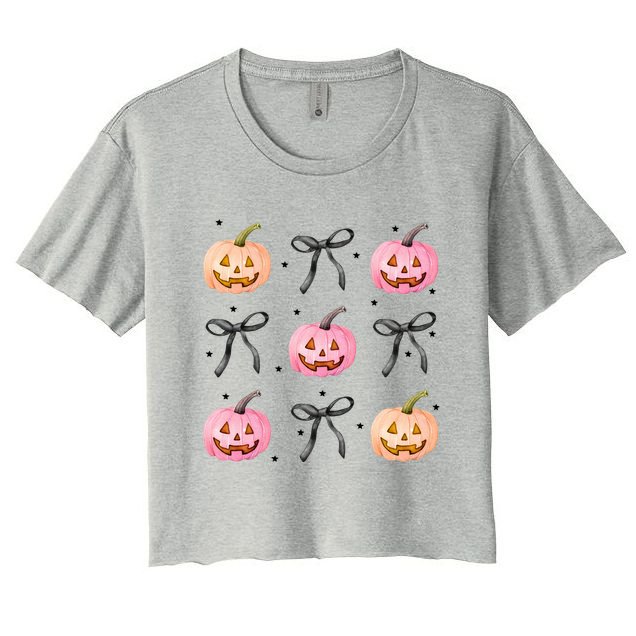 Halloween Pumpkin Black Bows Cute Crop Top