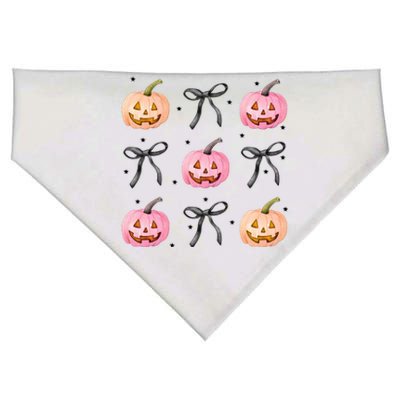 Halloween Pumpkin Black Bows Cute USA-Made Doggie Bandana