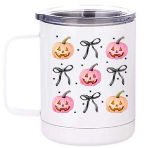 Halloween Pumpkin Black Bows Cute 12 oz Stainless Steel Tumbler Cup