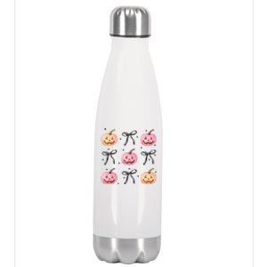 Halloween Pumpkin Black Bows Cute Stainless Steel Insulated Water Bottle