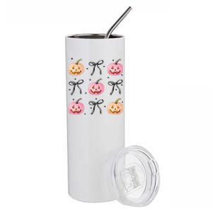 Halloween Pumpkin Black Bows Cute Stainless Steel Tumbler