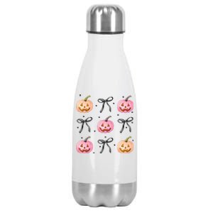 Halloween Pumpkin Black Bows Cute Stainless Steel Insulated Water Bottle