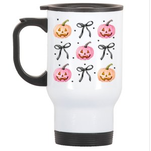 Halloween Pumpkin Black Bows Cute Stainless Steel Travel Mug