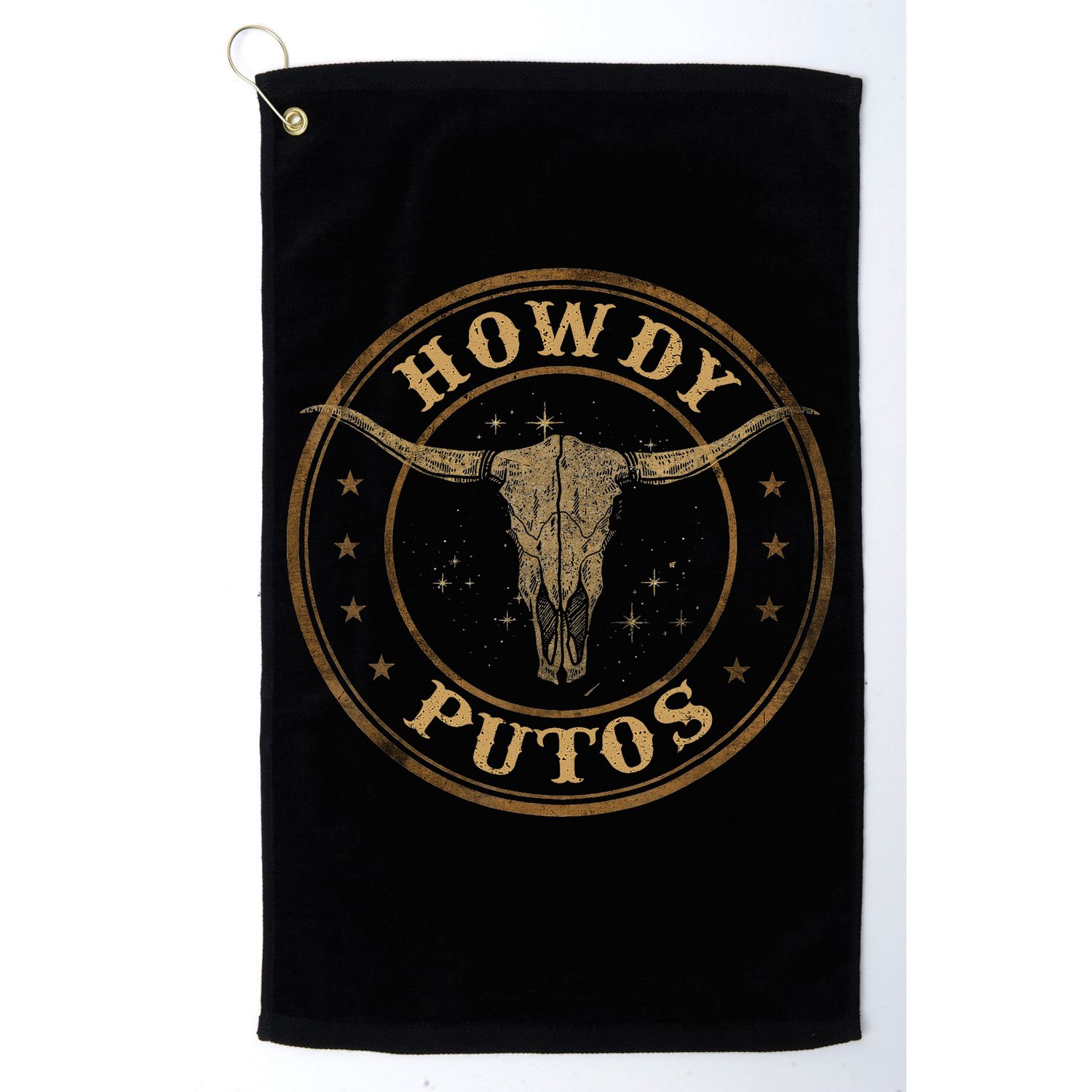Howdy Putos Bull Skull Country Cowboy Western Golf Towel