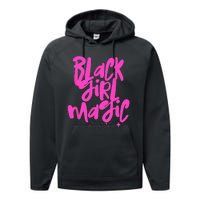 Hot Pink Black Girl Magic Stars Melanin Black Queen Woman Performance Fleece Hoodie