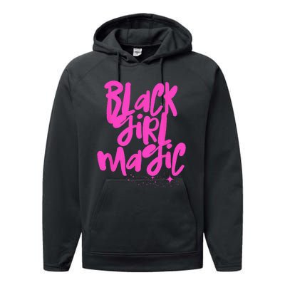 Hot Pink Black Girl Magic Stars Melanin Black Queen Woman Performance Fleece Hoodie