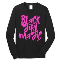 Hot Pink Black Girl Magic Stars Melanin Black Queen Woman Long Sleeve Shirt