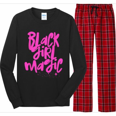 Hot Pink Black Girl Magic Stars Melanin Black Queen Woman Long Sleeve Pajama Set