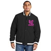 Hot Pink Black Girl Magic Stars Melanin Black Queen Woman Insulated Varsity Jacket