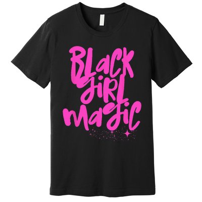 Hot Pink Black Girl Magic Stars Melanin Black Queen Woman Premium T-Shirt