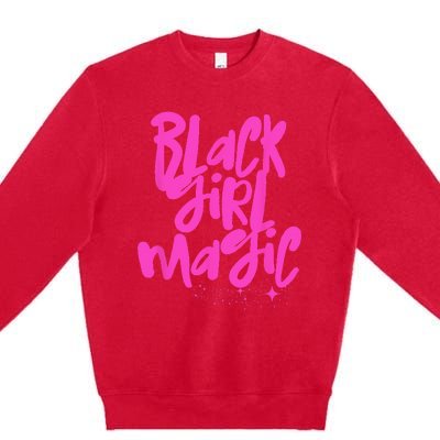 Hot Pink Black Girl Magic Stars Melanin Black Queen Woman Premium Crewneck Sweatshirt