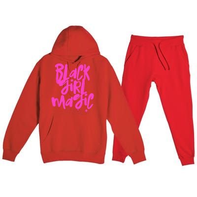 Hot Pink Black Girl Magic Stars Melanin Black Queen Woman Premium Hooded Sweatsuit Set