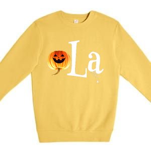 Halloween Pumpkin Comma La Funny Kamala Harris Gift Premium Crewneck Sweatshirt