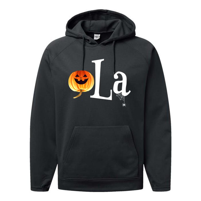 Halloween Pumpkin Comma La Funny Kamala Harris Gift Performance Fleece Hoodie