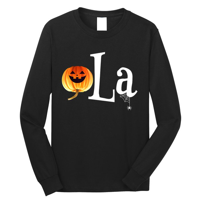 Halloween Pumpkin Comma La Funny Kamala Harris Gift Long Sleeve Shirt